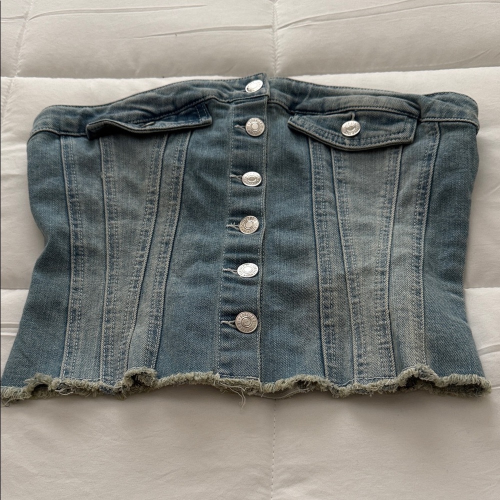 Forever 21 Light Blue Denim Smocked Top